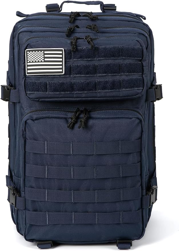 50L Tactical Backpack Training Gym Fitness Bag Outdoor Hiking Camping Army Molle Backpacks for Men Travel (BLUE)