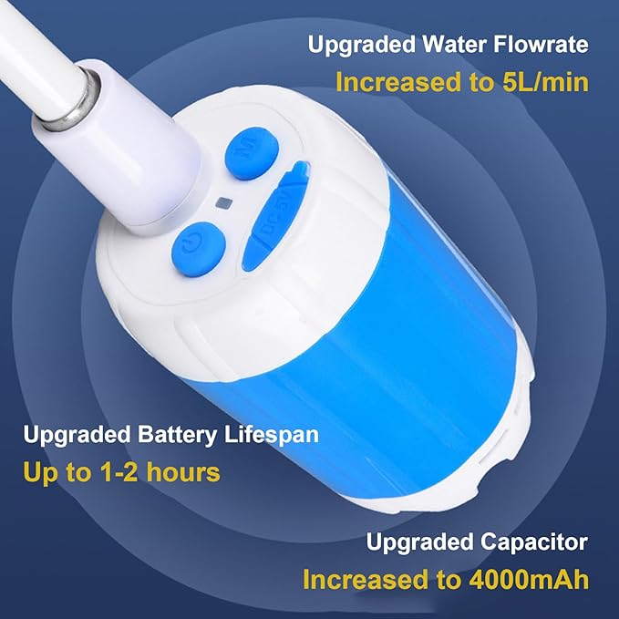 Portable Camping Shower Outdoor Camp Shower Pump Upgrade Rechargeable Electric Showing Pump with 2 Spray Modes 2M Long Hose for Camping Hiking Traveling RV