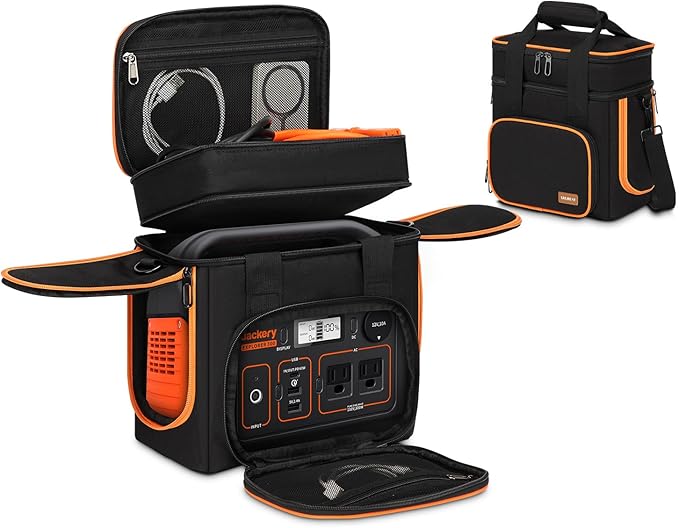 Portable Carrying Case Compatible with Jackery Explorer 300/300 plus/240/240 v2/290/160 Flip-top Design Double-Layer Soft Power Station Storage Bag for Accessories/Charging Cable/Solar Generator