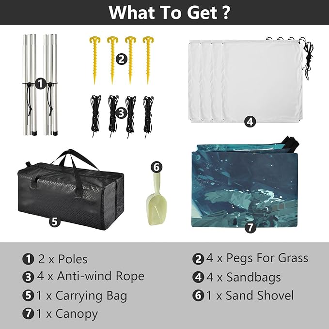 ALAZA Astronaut on Planet Beach Tent Sun Shelter UPF50+ Protection Beach Shade Canopy w/ 4 Sandbags for Outdoor Camping Fishing Backyard Fun Picnic 10x9 ft