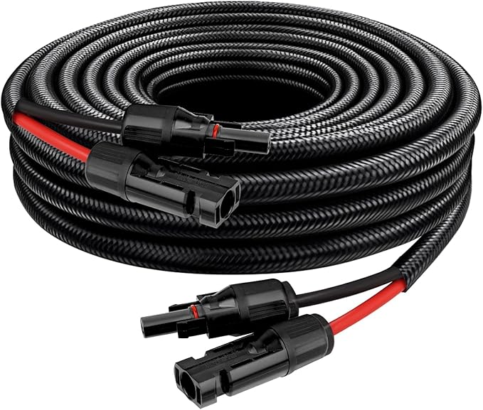 XRDS -RF Solar Panel Cable 10FT 10AWG Solar Extension Cable with Male &amp Female Solar Connectors Flame-Retardant Protective Sleeving Solar Cable Weatherproof PV Wire for Solar Panel Connection