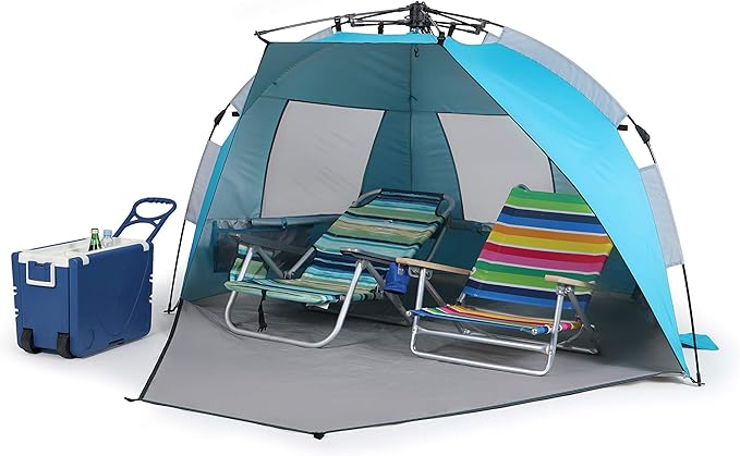 ALPHA CAMP Beach Tent Easy Up 2 Person Sun Shelter - 8'5 x 4'5 Navy Blue
