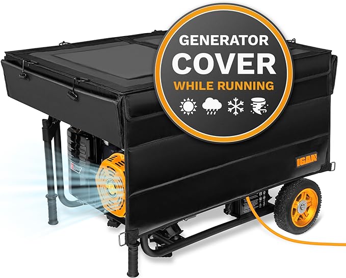 IGAN Generator Covers While Running for most 3500w-12000w Generators - Ultra Heavy Duty Generator Covers for Outside - Portable Waterproof Generator Cover Generator Enclosure Outdoor Black