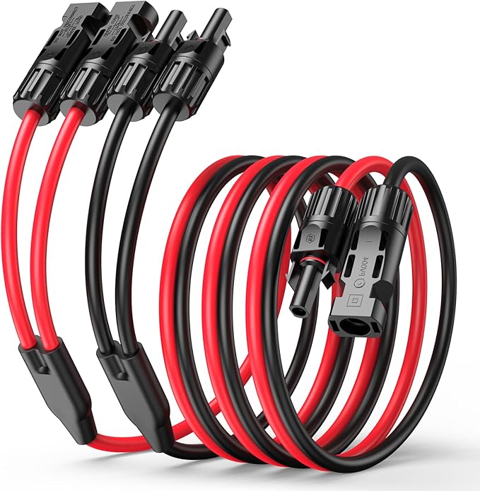 Bateria Power Y-Branch Solar Connectors 21FT 10AWG Extension Cable Solar Cable Parallel Adaptor Solar Panel Wire in Pair with Female and Male Connectors for Solar Panel (1*M/FF+1*F/MM)