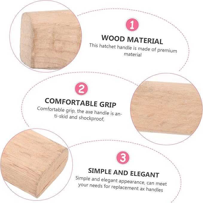 2pcs Wooden Hatchet Handle Replacement for Camping Axe Flat Handle Carving Axe Easy Installation