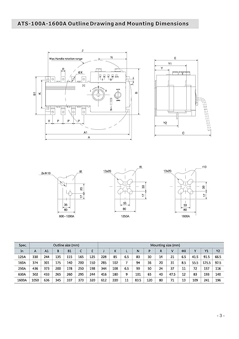 4PRO ATS-125A-4P-iRC Automatic Transfer Changeover Switch 125A 120/208V 50Hz 60Hz 1-3 Phase