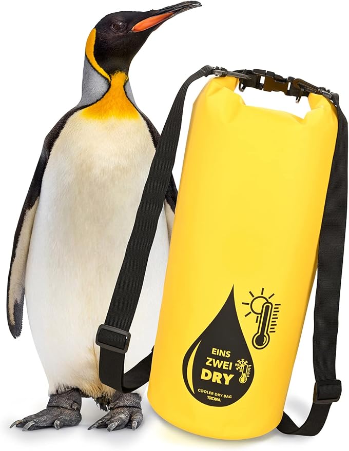 Troika 1-2-Dry Bag – RUC03/GY – Outdoor-Rucksack mit Kühlfunktion und Roll-Top – für Wassersport Angeln Schwimmen Wandern Camping – wasserdicht – PVC Tarpaulin – gelb schwarz