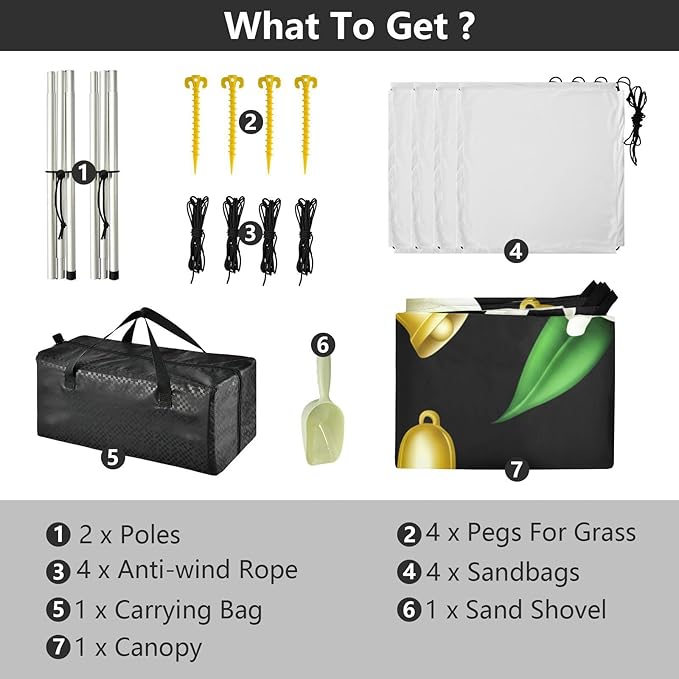 Beach Canopy with Windproof Ropes &amp Sandbags Beach Tent Sun Shade Sun Shelter for Camping Trips Fishing Backyard Fun or Picnics Lily