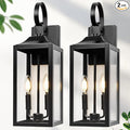 19 Large Outdoor Wall Lights - Black Outside Wall Mounted Light Fixture Exterior Lighting Fixtures Farmhouse Outside Wall Sconce Lantern 2-Light Modern Porch Lights for House 2 Pack