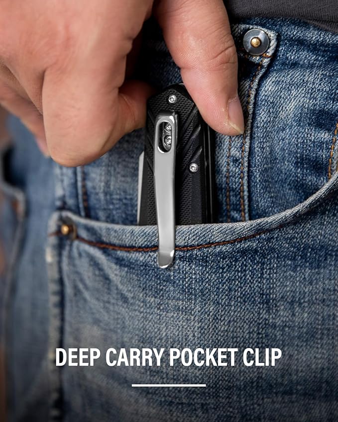 Dispatch Folding Pocket Knife with Clip 3.15 8Cr13MoV Steel Reverse Tanto Blade with G10 Handle Liner Lock Pocket Knives for Men Outdoor Camping Hunting Hiking Survival Pocketknife