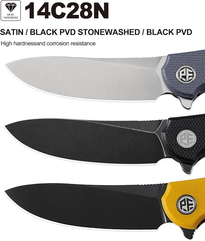 Petrified fish PFP12 WaterSpout Folding Knife3.54 14C28N Steel Blade G10 Handle Folding Pocket Knife for Camping EDC Outdoor (Black Black Stonewashed)