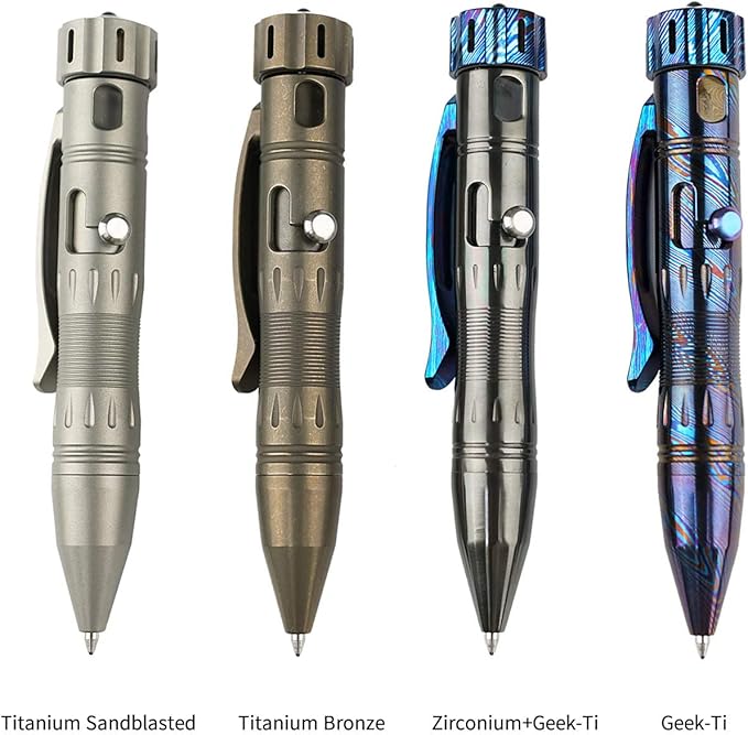 MecArmy TPX10 Mini Titanium Bolt Action Tactical Pen with Replaceable Refill Small EDC Tactical Pen with Stress-Relief Spinner Tail for Office Outdoor Lightweight for Daily Carry (Titanium Bronze)