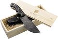 Forseti Steel Ironside Damascus Steel Tracker – 9.75” Survival Knife – Viking-Inspired Micarta Handle and Raindrop Damascus Pattern