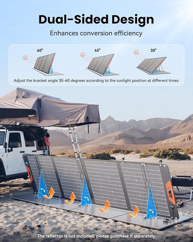 SOLUPUP 200W Portable Solar Panel – 24% High Efficiency Bifacial Solar Panel with MC4 Output IP65 Waterproof Foldable Solar Charger with Kickstand for Power Station RV Camping Off-Grid and Blackouts