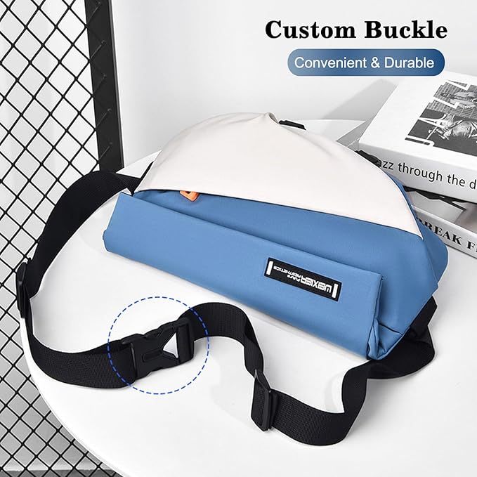 FANDARE Casual Sling Crossbody Shoulder Bag Backpack for Men Personal Flex Bags with Tripod Holder Strap Lightweight Chest Pack Everyday Carry Pack for Tactical Travel Work Black Blue White