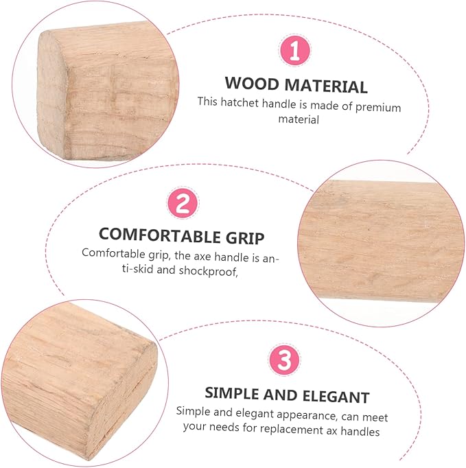 jojofuny 2pcs Elegant Replacement Handles for Axe Wood Easy to Install for Bushcraft and Garden Tools