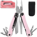 SIUPRO Multitool Pocket Knife for Men Women Tactical Multi Tool with Pliers Saw Screwdriver All Self-Locking Survival Gear With Clip and Pouch for Camping Gifts Idea Pink