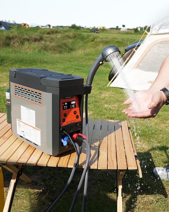 Kohree Helios 20 Pro Portable Water Heater 20000 BTU 4000mAh Rechargeable Battery Shower Pump Propane Water Heater for Outdoor Camping Cleaning