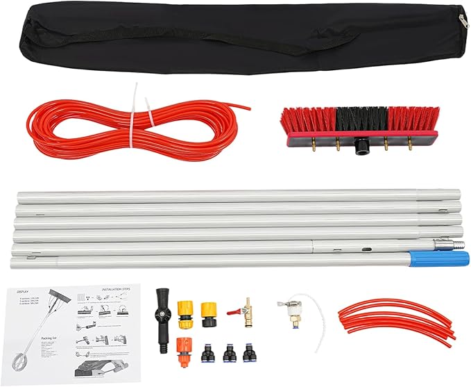19.7Feet Reach Solar Panel Cleaning Brush &amp Pole Water Fed Pole KitSuitable for high Windows Cleaning Solar photovoltaic Panel Cleaning and Cleaning Cars Trucks Vans caravans Windows
