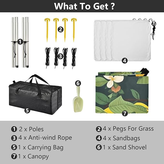 ALAZA Vintage Lemon on Black Beach Tent Sun Shelter Portable Canopy Sunshade for Outdoor Camping Picnics Backyard Fun 10x9 ft