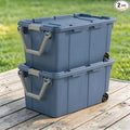 Storage Bins with Lids 40 Gallon Wheeled Plastic Storage Bins with HandleBlue - Large Capacity Stackable Storage Containers for Garage Organization