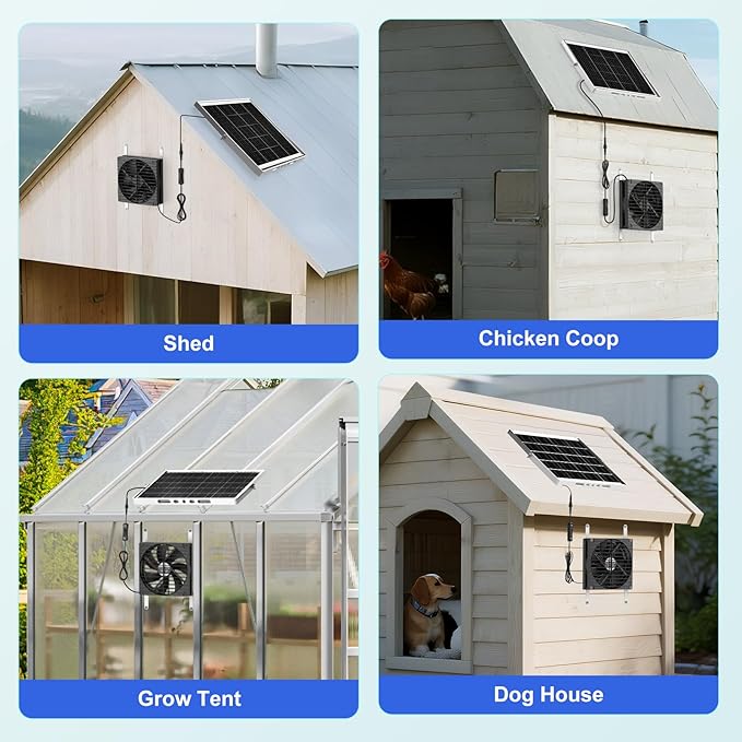 7.5 Solar Fan Solar Powered Fans for Outside Chicken Coop &amp Greenhouse Solar Exhaust or Intake Fans Outdoor Waterproof for Doghouse Shed Air Circulation Ventilation Cooling