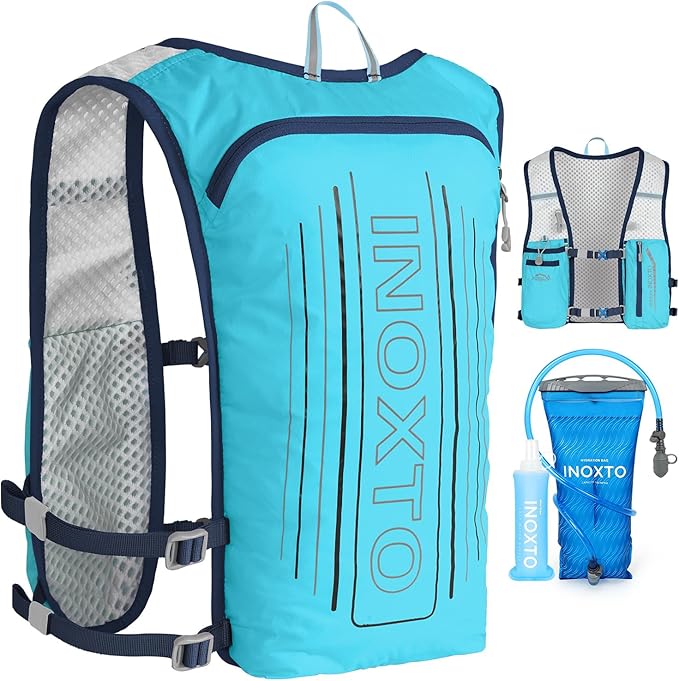 INOXTO Running Hydration Vest BackpackLightweight Insulated Pack with 1.5L Water Bladder Bag Daypack for Hiking Trail Running Cycling Race Marathon for Women Men