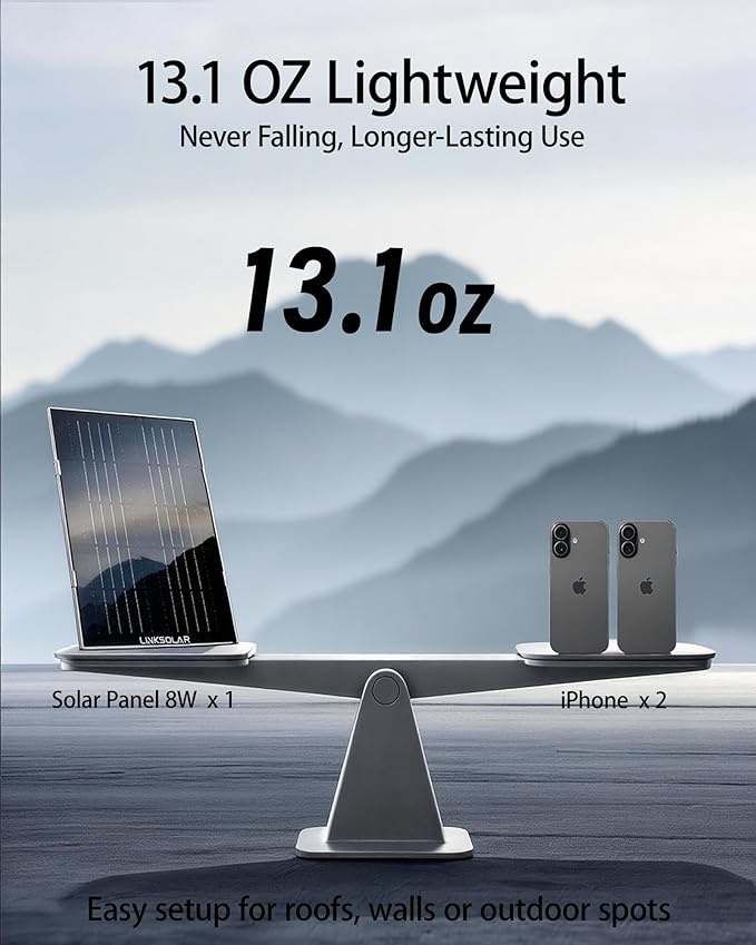 Solar Panel for Ring Security Camera Doorbell Outdoor 8W Solar Panels Charger with Micro USB DC &amp USB-C Port for Rechargeable Battery Camera IP65 9.8ft Cable 360°Adjustable Bracket