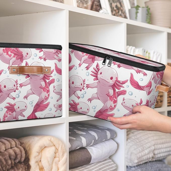 Ocean Storage Bins with Zipper Lids for Bedroom Kitchen Bathroom Storage Basket Foldable Toy Cube Storage Organizer for Kid Teen Women Men