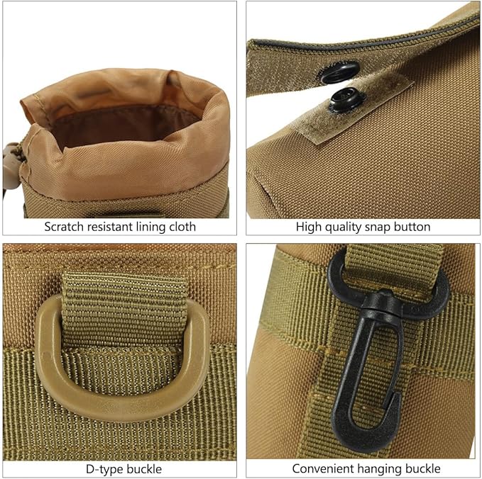 Water Bottle Holder Tactical Water Bottle Pouches Water Bottle Sleeve Bag for Backpack with D-Ring Hook
