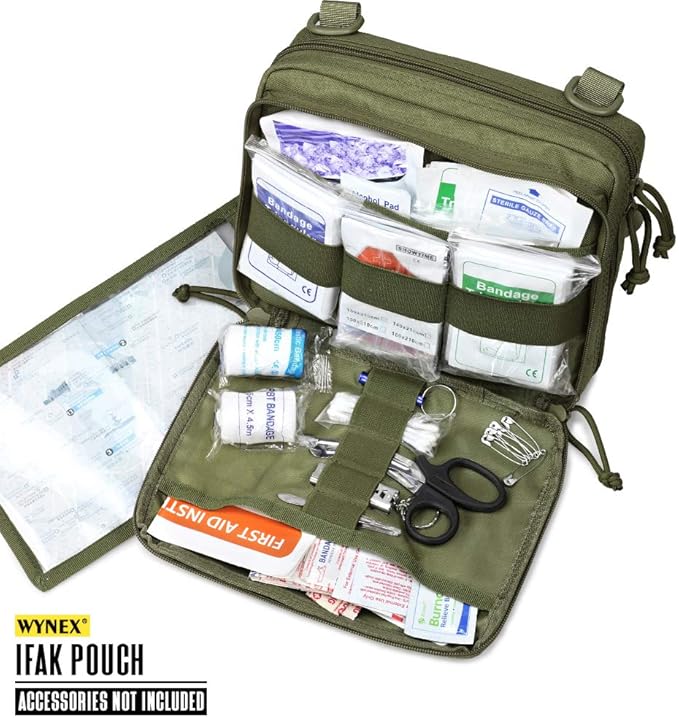 WYNEX Tactical Molle Admin Pouch of Laser Cut Design Utility Pouches Molle Attachment Military Medical EMT Organizer with Map Pocket EDC EMT Pack IFAK Tool Holder Universal U.S.A Patch Included