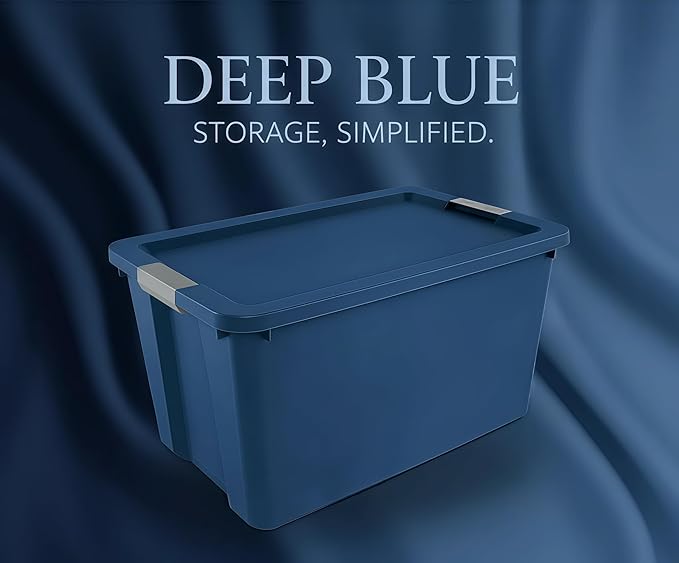 34-Gallon Heavy-Duty Storage Box with Lid - Large Plastic Container Suitable for Garage Outdoor Home and Storage Needs Blue