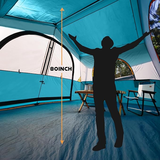 HIKERGARDEN 6-8 Person Camping Tent - Portable Family Cabin Tent for Camp Windproof Fabric Camp Tent Outdoor for Hiking Backpacking Traveling