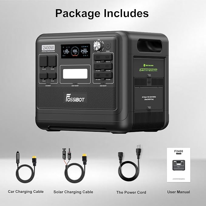FOSSiBOT F2400 Portable Power Station 2400W 2048Wh LiFePO4 Battery Solar Generator 2H Fast Charging for Home Backup Outdoor Camping RV Emergency F2400 Pro
