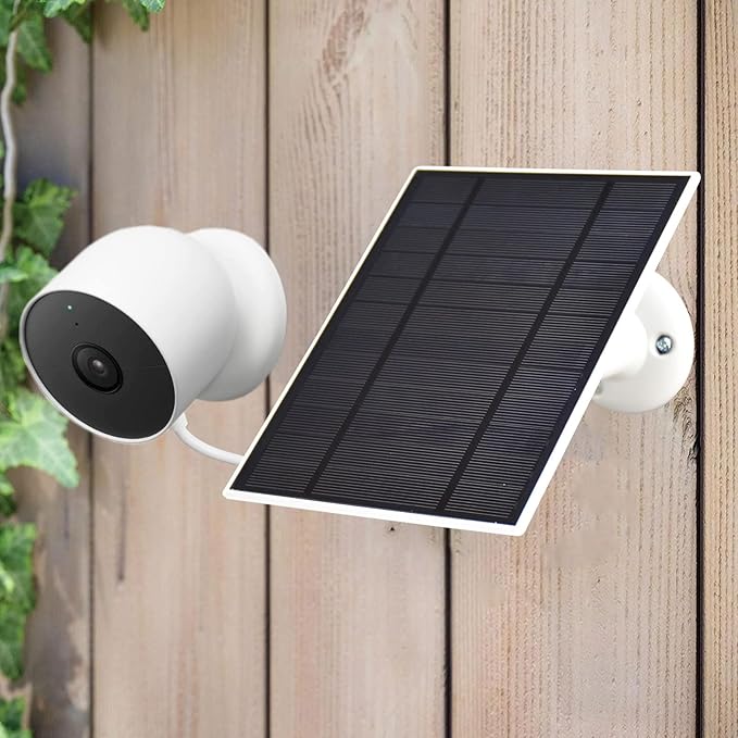 Solar Panel Charger for Google Nest Cam Outdoor or Indoor Battery-2nd Generation3.8W Solar Power6.6Ft Charging Cable-1PACK