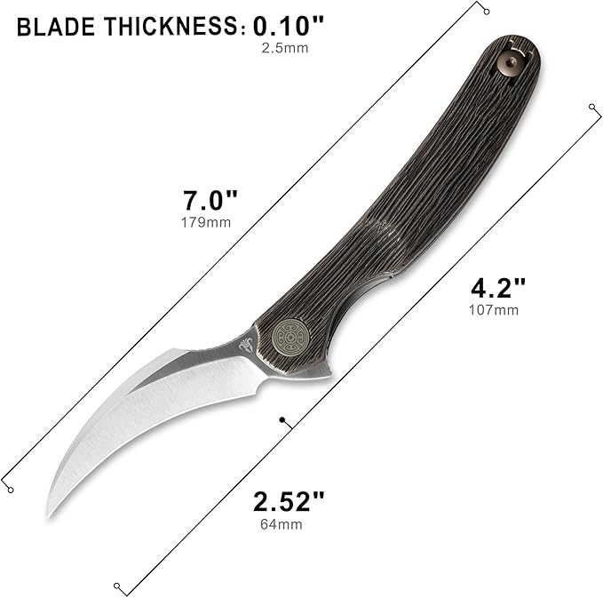 Mantis Flipper Pikal Knife2.52 ELMAX Blade Folding KnifeHandmade Engraved Titanium Handle 4.2 EDC Pocket Knife (Bronze-satin)