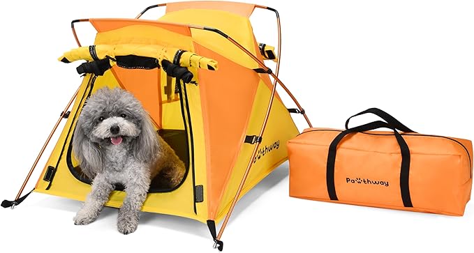 Portable Dog Tent for Small to Medium Sized Pets up to 25lb Waterproof Dog Tent Outdoor Lightweight with Carrying Bag Fully Zipped Meshed Door and Window for Camping Beach Backyard