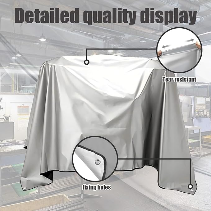 Jumbo Machine Cover - Breathable Rust Preventing Water &amp Dust Proof Tear Resistant Silver (Silver+Black 72.83*57.87)