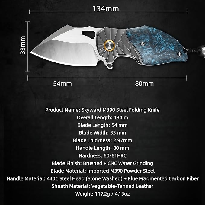 Pocket Knife Hunting Knives &amp Tools Knifes HRC 60 Hand-Carved Vegetable-Tanned Leather Sheath Folding Knife Lightweight Outdoor Knife for Backpacking