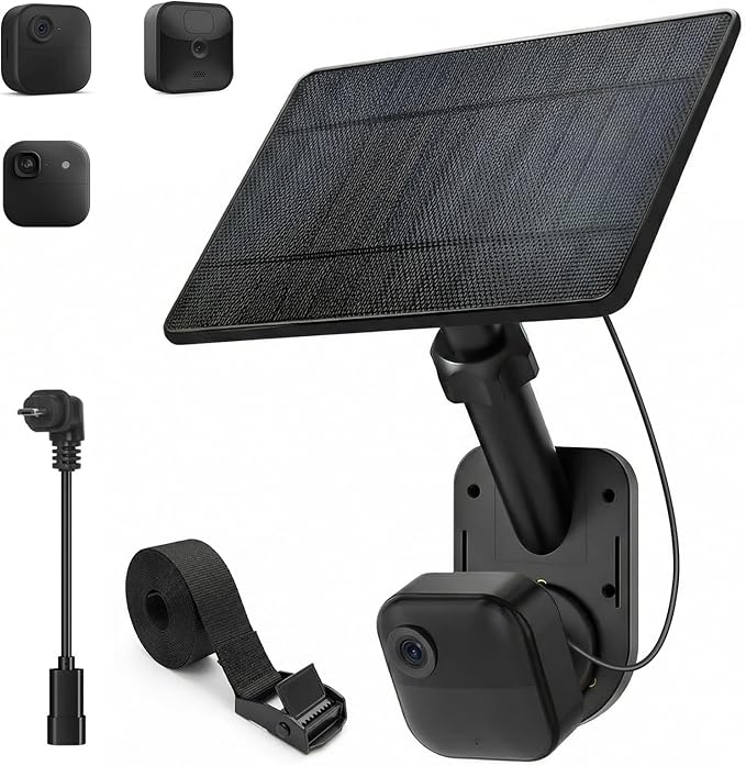 6W Solar Panel Charging Mount Compatible with Blink Outdoor 4 (4th Gen)/2k+/Outdoor XT3/XT2/XT 360° Swivel + 90° Tilt AdjustableIP67 Solar Charger Internal Battery Power Supply for Blink Cam