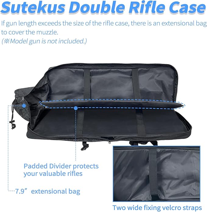 Sutekus Tactical Double Rifle Case Gun Case Padded Rifle Storage Backpack Integrated Pistol and Magazine Storage (3 Sizes 2 color)
