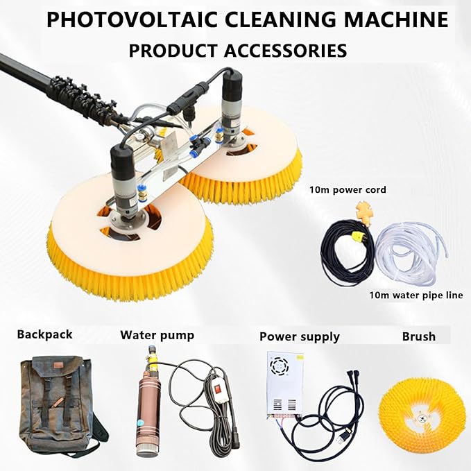 110V-240V Solar Panel Cleaning Rotating BrushPhotovoltaic and Solar Panels Water Fed Brush Electric Spin Scrubber for Window GlassSolar Panel6M