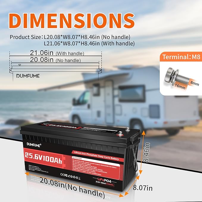 2 pack Dumfume 12V 200Ah LiFePO4 Lithium Battery2560Wh Energy1280W Load200A BMS &amp 95% Discharge Efficiency15000+ Cycles for Solar RV Off-Grid Camping Home Backup