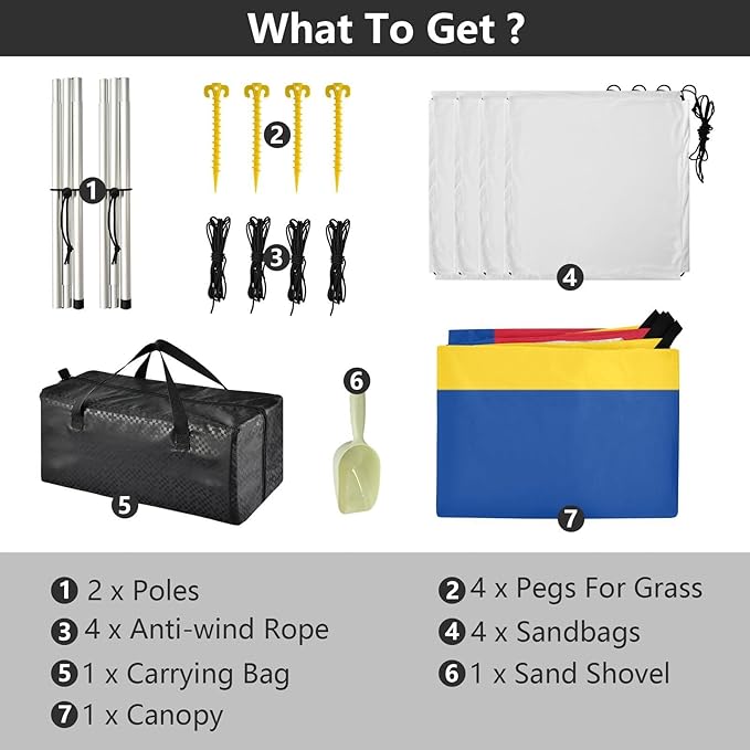 Colombia Colombian National Flags Blue Red Yellow Foldable Beach Cabana UPF50+ Protection Easy Setup Sun Shelter with Sandbags Sand Shovel Poles for Backyard and Camping