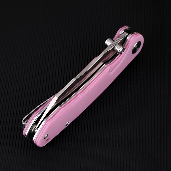 Folding Pocket Knife 3.35 14C28N Blade G10 Handle Liner Lock EDC Knife Small Pocket Knife for Men Sharp Pocket Knives Camping Hiking Hunting Survival Knives with Clip (Pink)