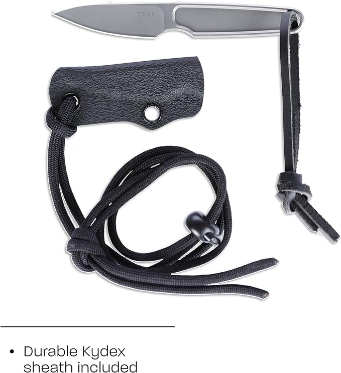 CRKT HangTi Everyday Carry EDC Fixed Blade Knife: Titanium Plain Edge Blade Kydex Sheath 7066