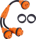 maXpeedingrods Y Adapter Power Cord L5-30P to 2X L5-30R 30A Male Plug x (2) 30A Female with Locking Rings and Sealing Rings for RVs Yachts Marine Equipment and Construction Tools.