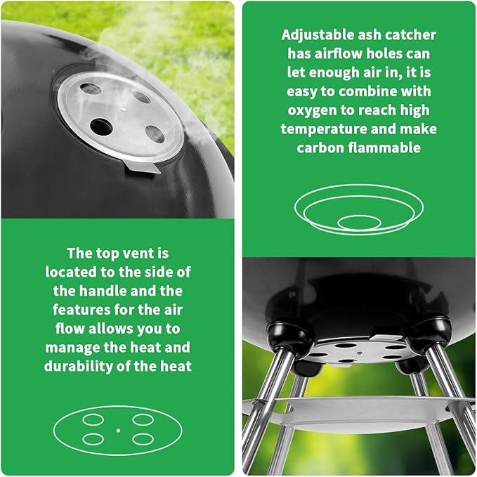 Charcoal Grill 22 Inch Outdoor Enamel Apple Shape Portable Camping Grill Barbecue Charcoal Bbg Kettle Grill