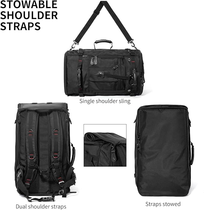 YOUMIAN Large Capacity For Travel Hiking Sports Carry On Backpack Durable Convertible Duffle Bag Laptop airplane (Black 60L-Large DualMainOpening)