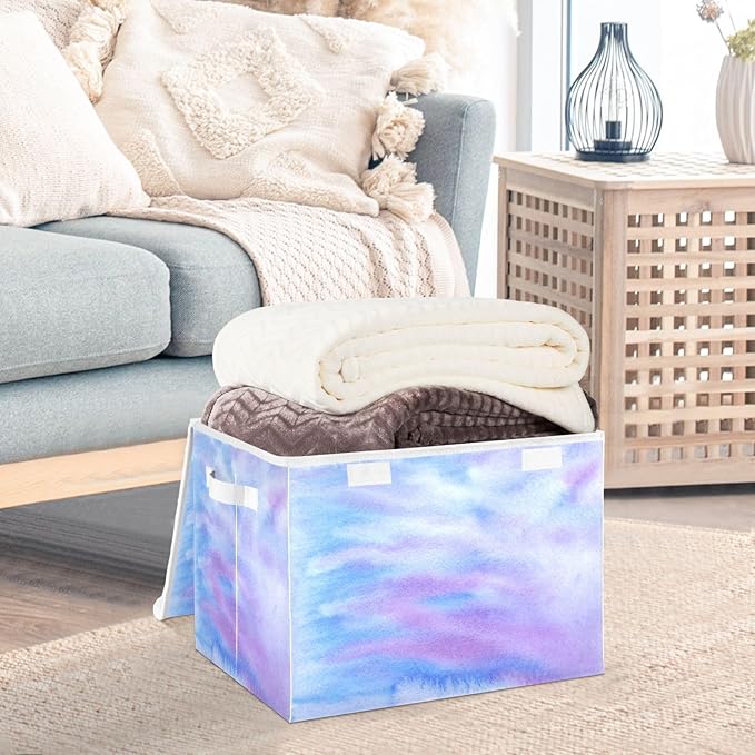 Gradient Storage Container with Lid Collapsible Clothing Storage Lids for Clothes for School Supply Dormroom Storage